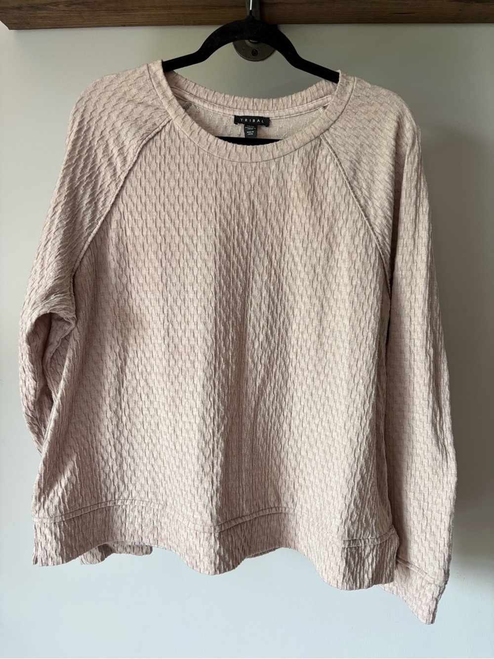 Tribal Cream Waffle-Knit Crewneck Sweatshirt